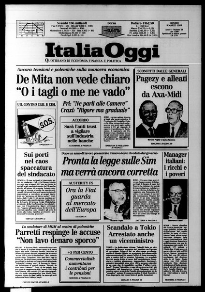 Italia oggi : quotidiano di economia finanza e politica